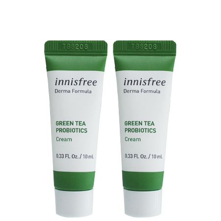 Innisfree แพ็คคู่ Derma Formula Green Tea Probiotics Cream 10ml ครีมเนื้อเข้มข้น ที่อุดมไปด้วยโพรไบโอติกส์จากชาเขียว ปกป้องความแห้งกร้านได้ยาวนานถึง 48 ชั่วโมง